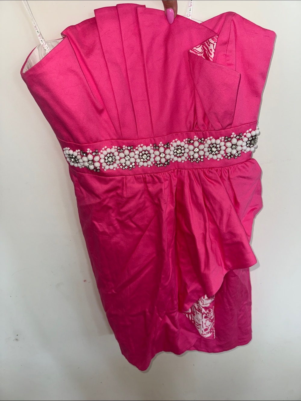 Lilly Pulitzer Hot Pink Beaded Waist Strapless Dress